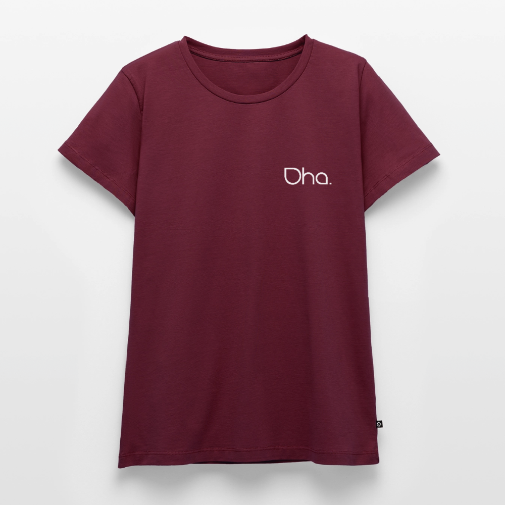 Oha (weiß) - Damen Premium Bio T-Shirt - Burgunderrot