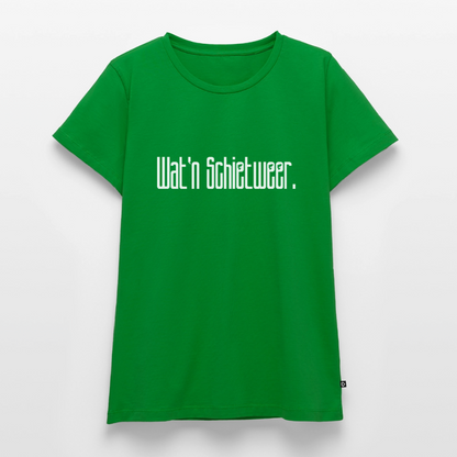 Damen Premium Bio T-Shirt - wat'n Schietweer (weiss) - Grün