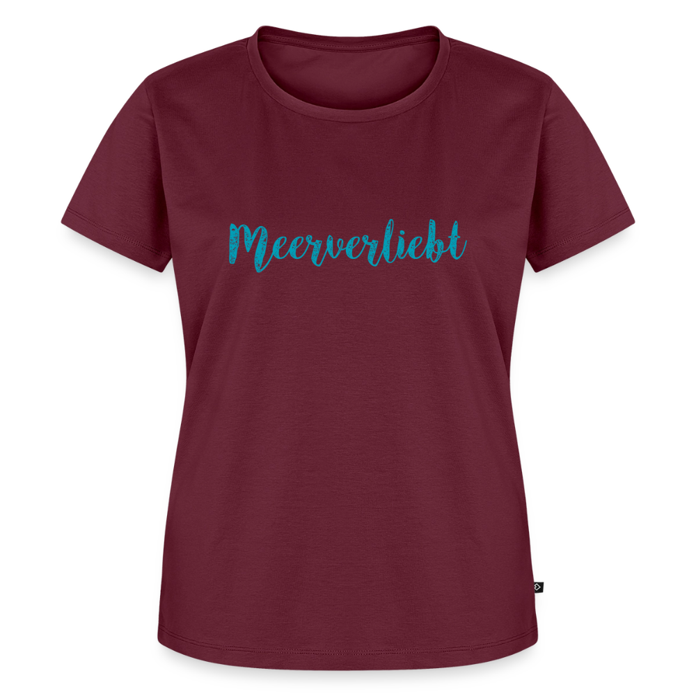 Damen Premium Bio T-Shirt - Meerverliebt - Burgunderrot
