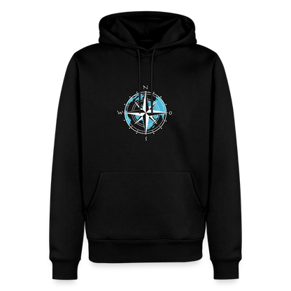 Herren Premium Hoodie - Kompass (weiss) - Schwarz