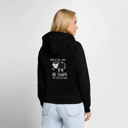 Damen Premium Kapuzenjacke - Schaf (weiss) - Schwarz