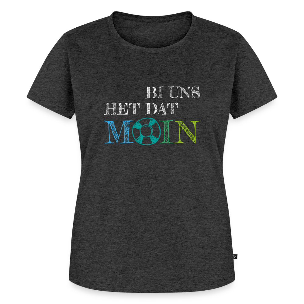 Damen Premium Bio T-Shirt - Bi uns het dat Moin (weiss) - Anthrazit meliert