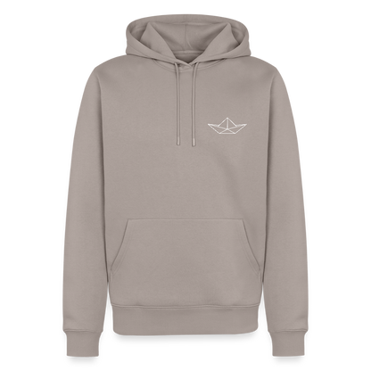 Herren Premium Hoodie - Origami Boot (weiss) - Taupe