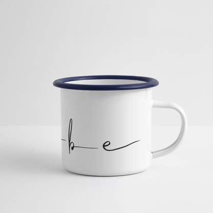 Ebbe - Panorama Emaille-Tasse - Weiß/Blau