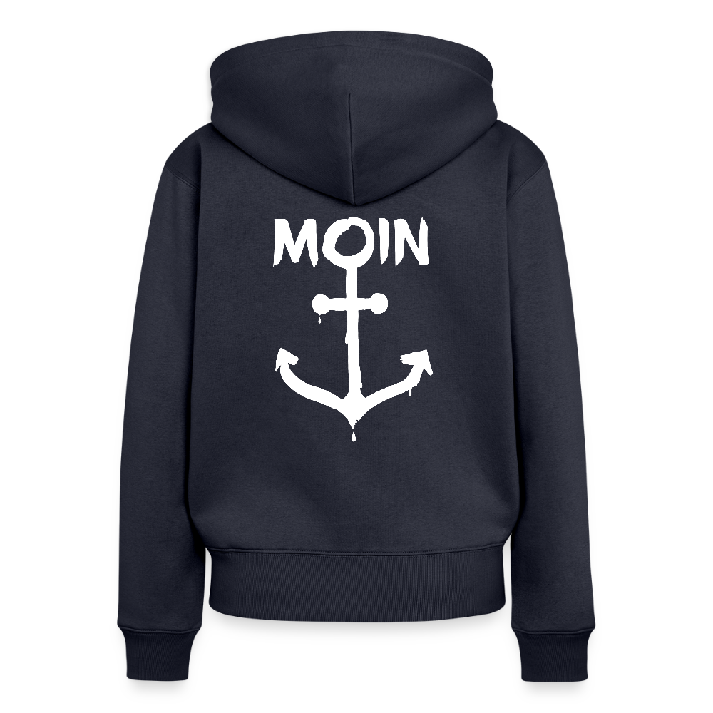 Damen Premium Kapuzenjacke - Moin Anker (weiss) - Navy