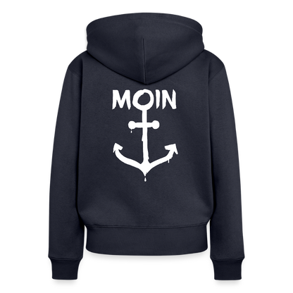 Damen Premium Kapuzenjacke - Moin Anker (weiss) - Navy
