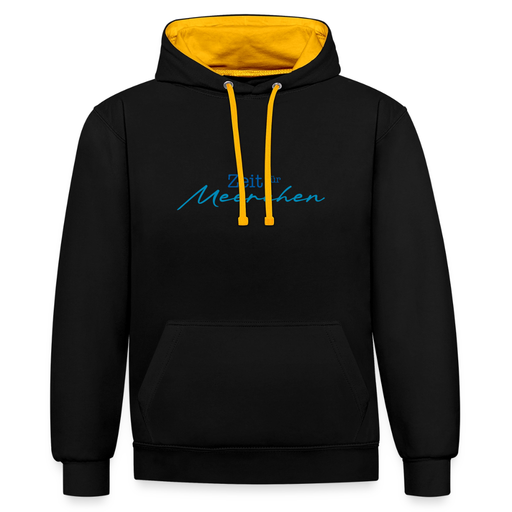 Unisex Kontrast-Hoodie - Zeit für Meerchen - Schwarz/Gold