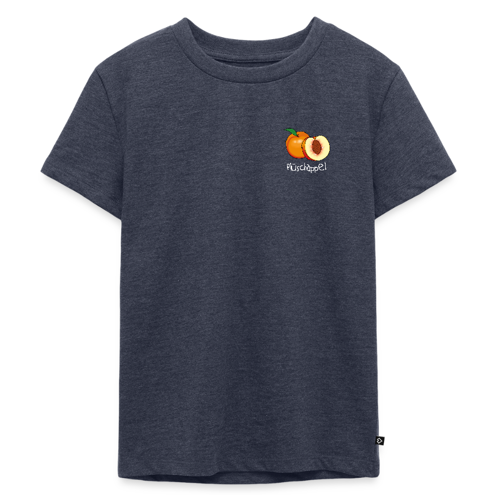 Kinder Premium T-Shirt - Plüschappel (weiss) - Jeansblau 