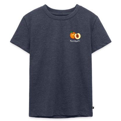 Kinder Premium T-Shirt - Plüschappel (weiss) - Jeansblau 