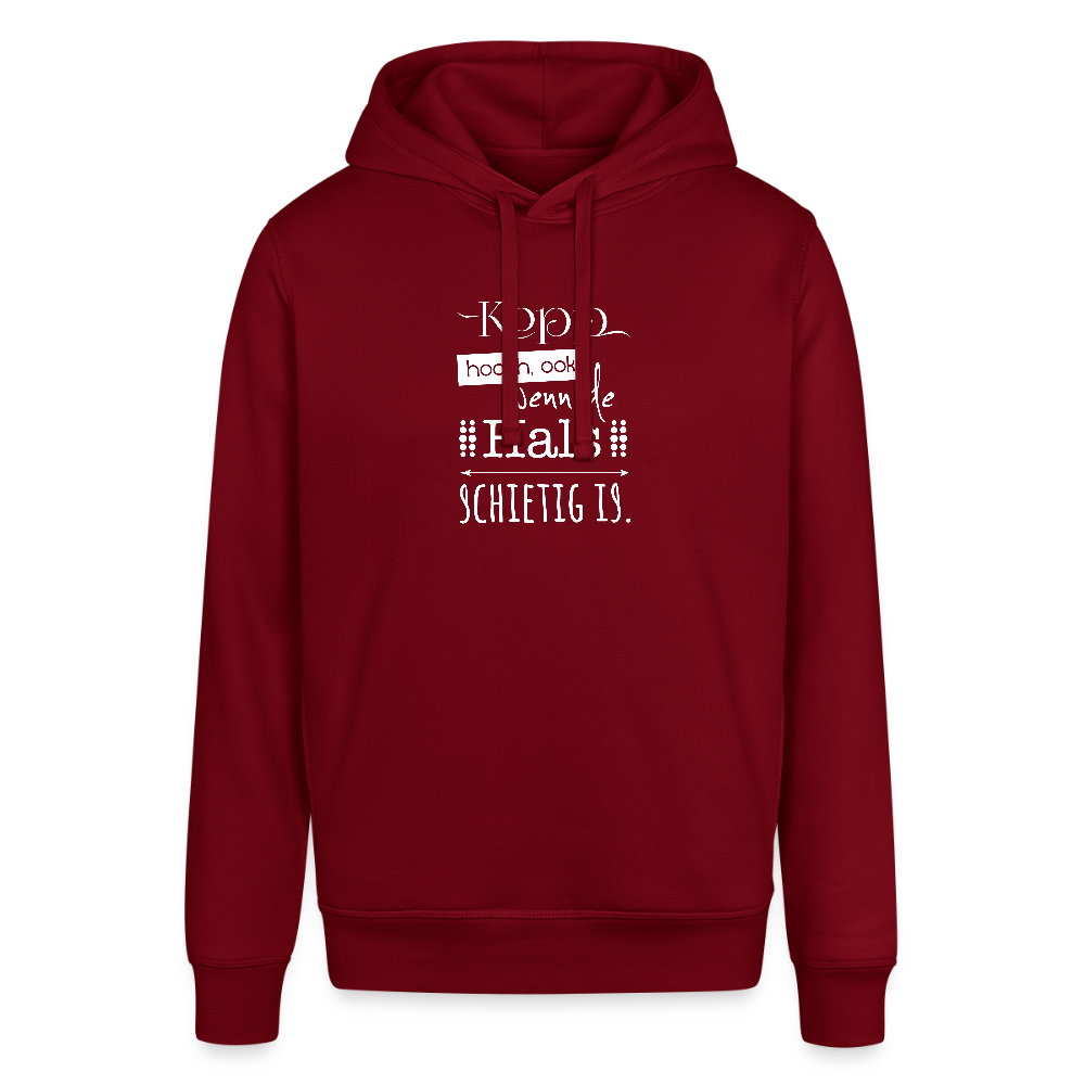 Unisex Bio-Hoodie - Kopp hooch (weiss) - Burgunderrot