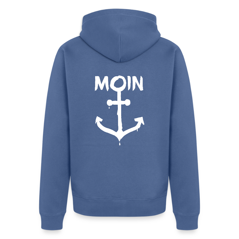 Herren Premium Kapuzenjacke - Moin Anker (weiss) - Taubenblau