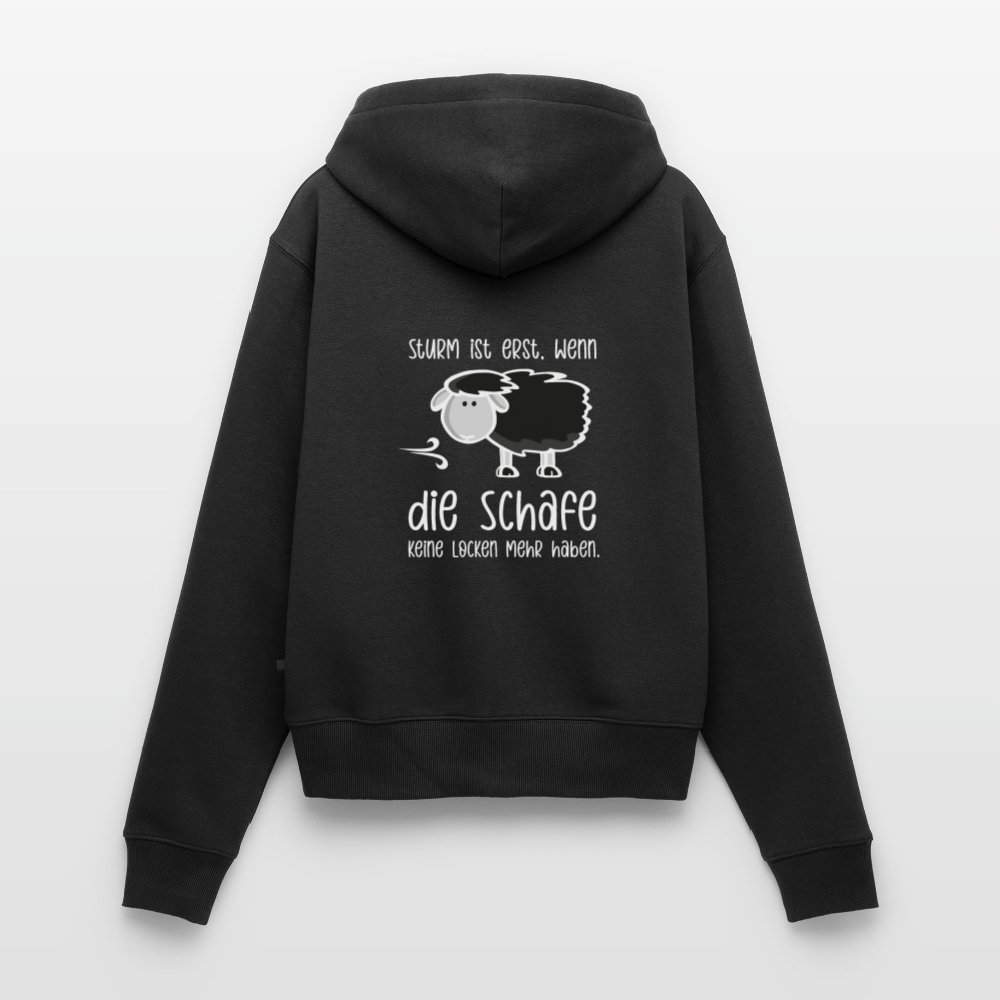 Damen Premium Kapuzenjacke - Schaf (weiss) - Schwarz