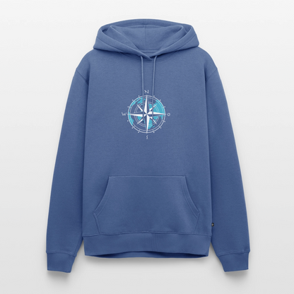 Herren Premium Hoodie - Kompass (weiss) - Taubenblau