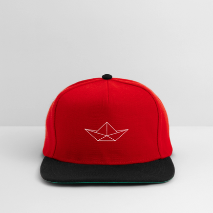 Snapback Cap - Origami Boot (weiss) - Rot/Schwarz