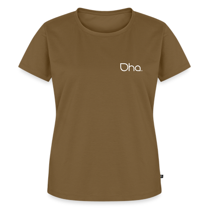 Oha (weiß) - Damen Premium Bio T-Shirt - Nussbraun