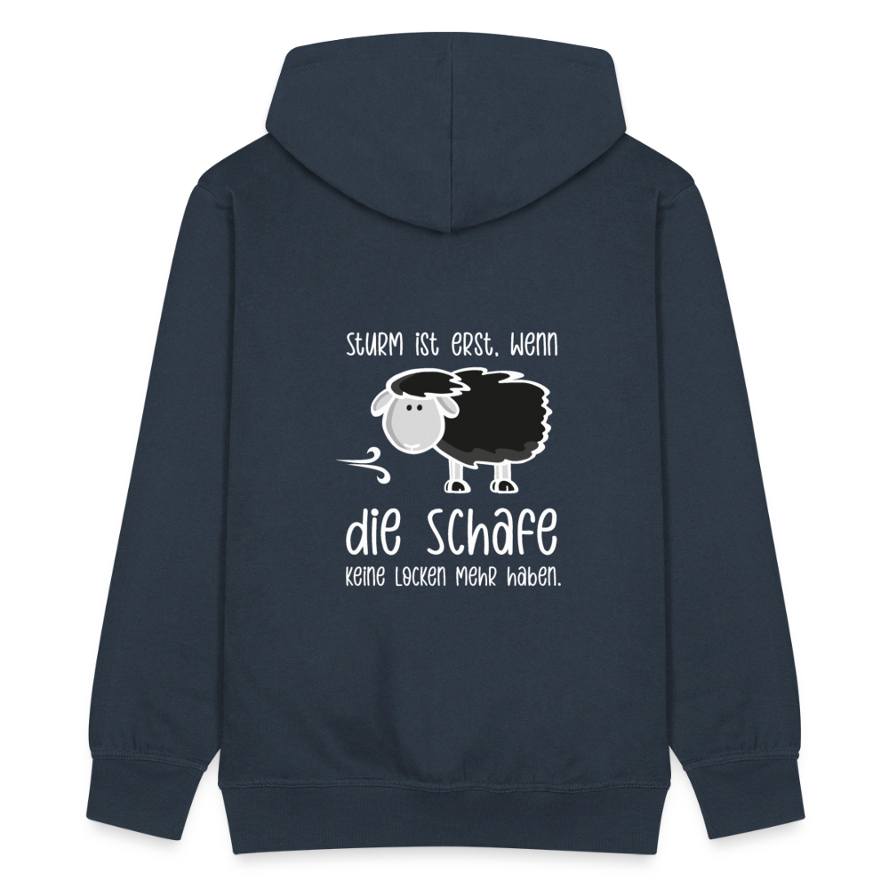 Herren Premium Kapuzenjacke - Schaf (weiss) - Navy