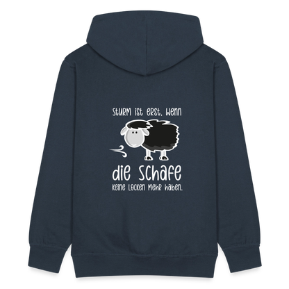 Herren Premium Kapuzenjacke - Schaf (weiss) - Navy