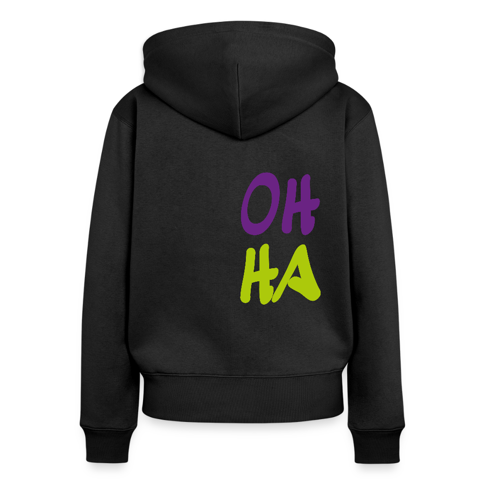 Damen Premium Kapuzenjacke - Oh ha - Schwarz