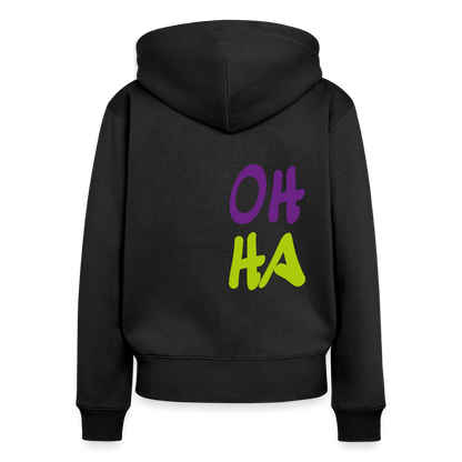 Damen Premium Kapuzenjacke - Oh ha - Schwarz