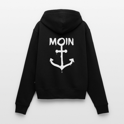 Frauen Premium Kapuzenjacke - Moin Anker (weiss) - Schwarz