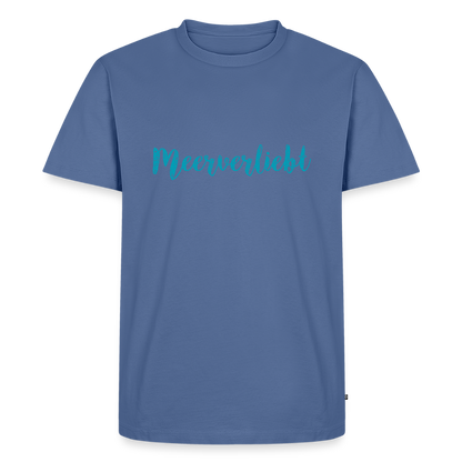 Herren Premium Bio T-Shirt - Meerverliebt - Taubenblau