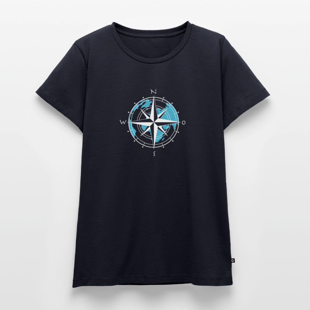 Damen Premium Bio T-Shirt - Kompass (weiss) - Navy