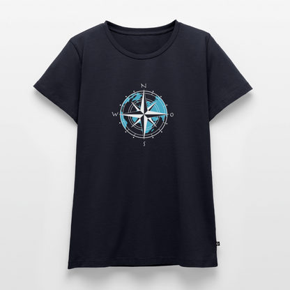 Damen Premium Bio T-Shirt - Kompass (weiss) - Navy