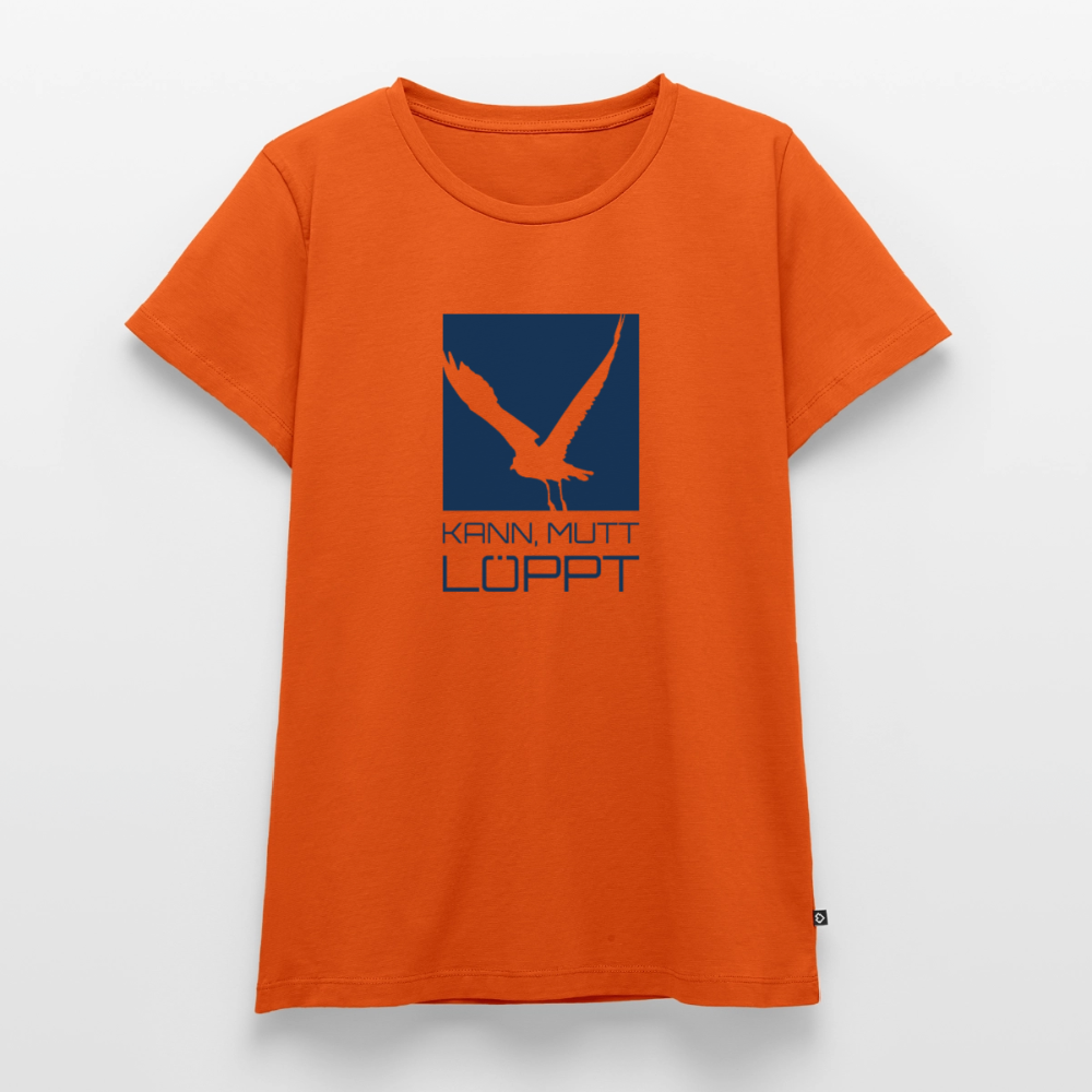 Damen Premium Bio T-Shirt - Kann, mutt, löppt - Orange 