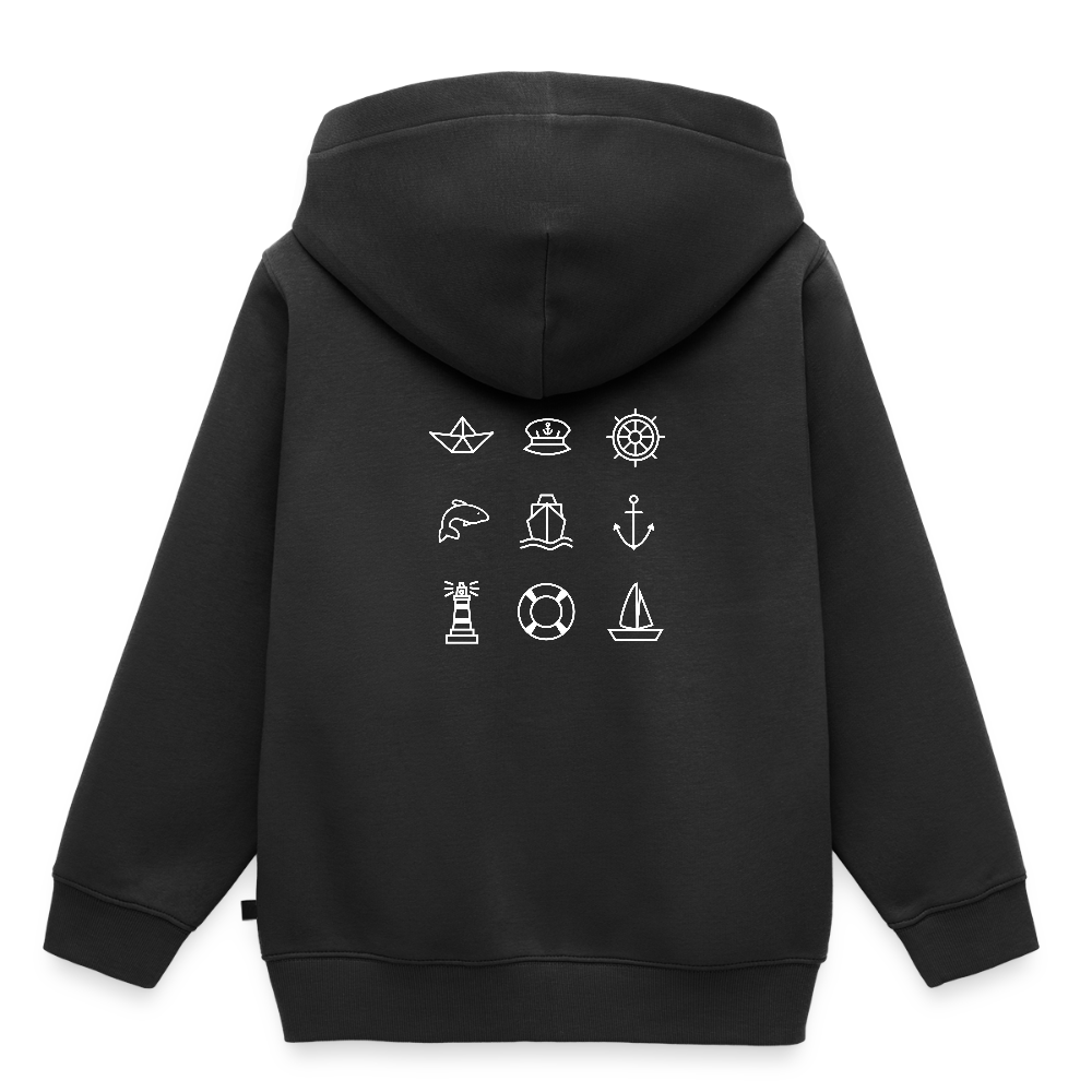 Kinder Premium Hoodie - Nautik Doodles (weiss) - Schwarz