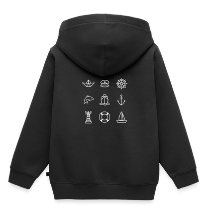 Kinder Premium Hoodie - Nautik Doodles (weiss) - Schwarz