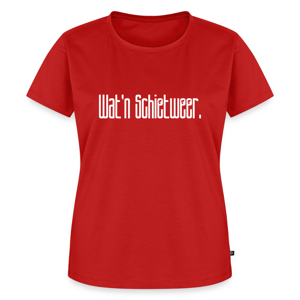Damen Premium Bio T-Shirt - wat'n Schietweer (weiss) - Rot