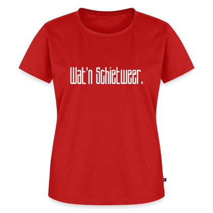 Damen Premium Bio T-Shirt - wat'n Schietweer (weiss) - Rot