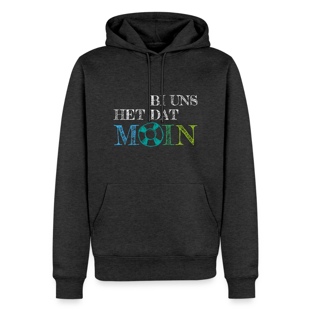 Herren Premium Hoodie- Bi uns het dat Moin (weiss) - Anthrazit meliert