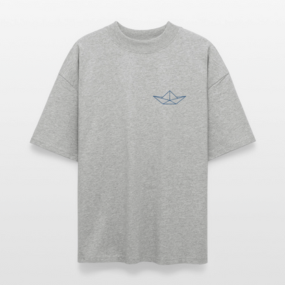 Unisex Oversize Bio-T-Shirt  - Origami Boot - Grau meliert