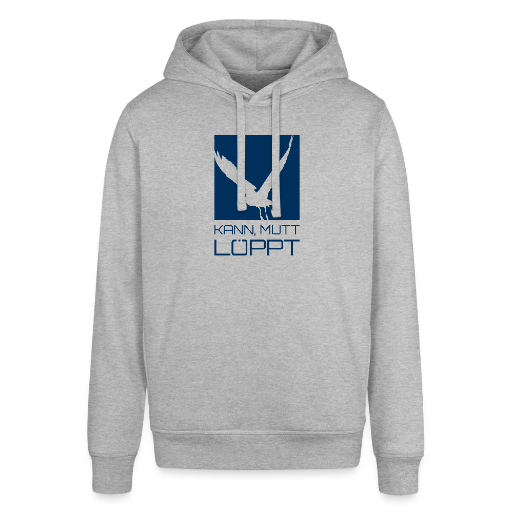 Unisex Bio-Hoodie - kann, mutt, löppt - Grau meliert
