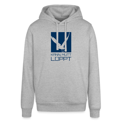 Unisex Bio-Hoodie - kann, mutt, löppt - Grau meliert