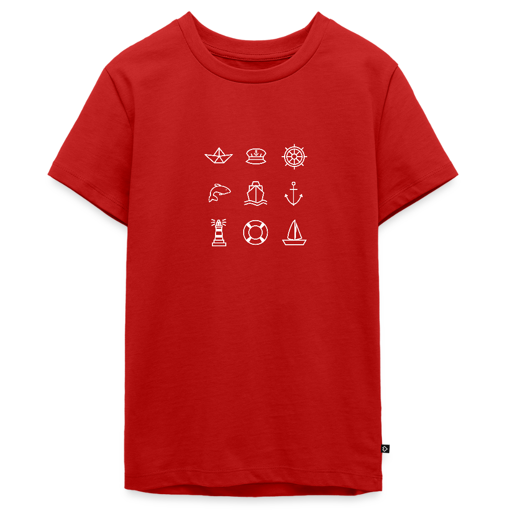 Teenager Premium T-Shirt - Nautik Doodles (weiss) - Rot