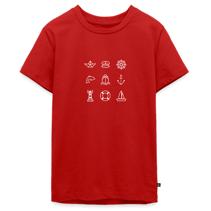 Teenager Premium T-Shirt - Nautik Doodles (weiss) - Rot
