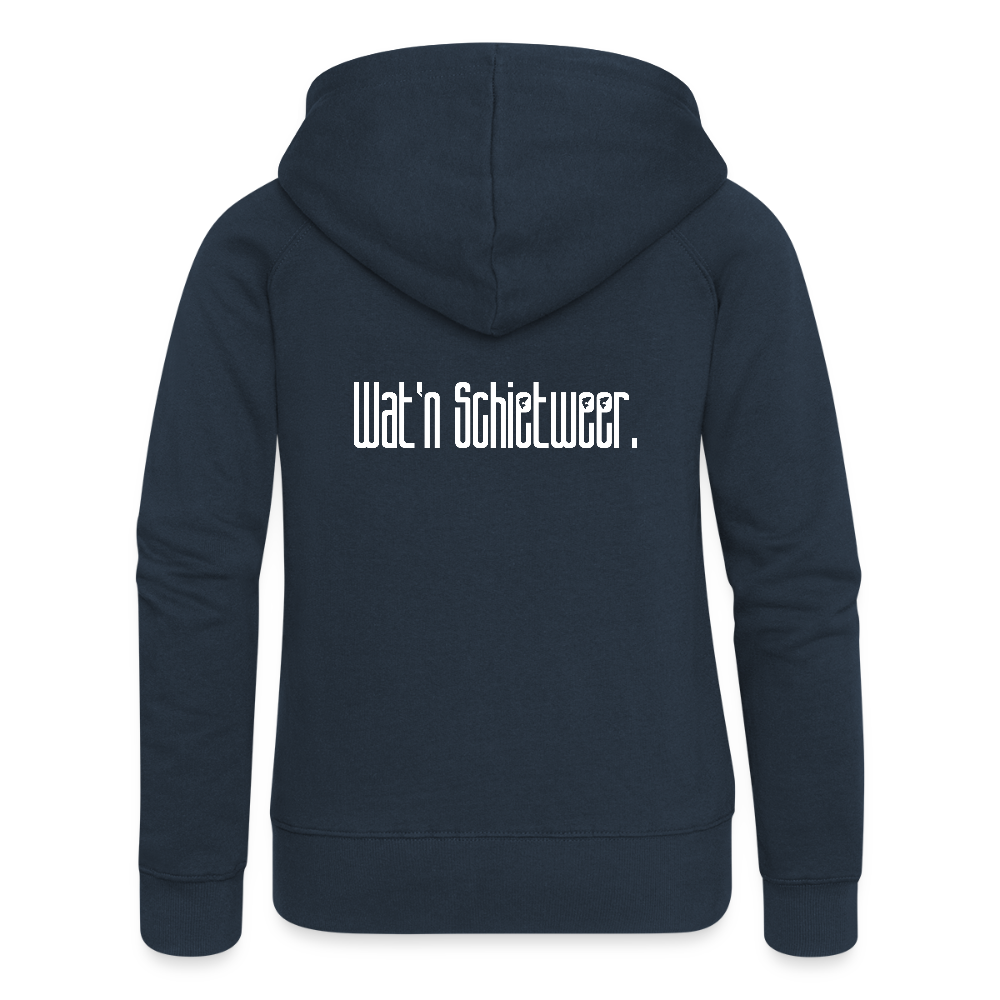 Frauen Premium Kapuzenjacke - wat'n Schietweer (weiss) - Navy