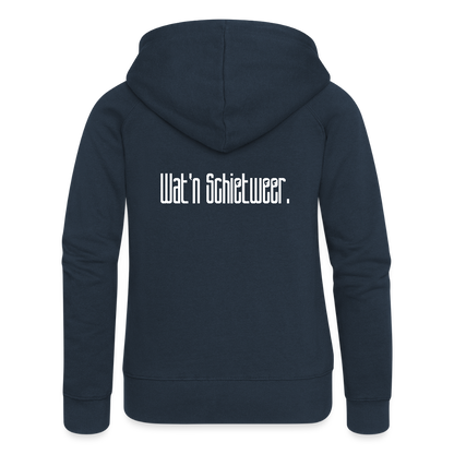 Frauen Premium Kapuzenjacke - wat'n Schietweer (weiss) - Navy