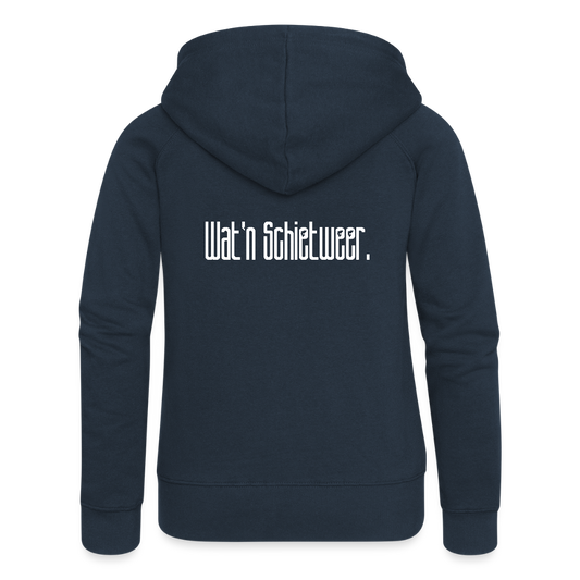 Frauen Premium Kapuzenjacke - wat'n Schietweer (weiss) - Navy