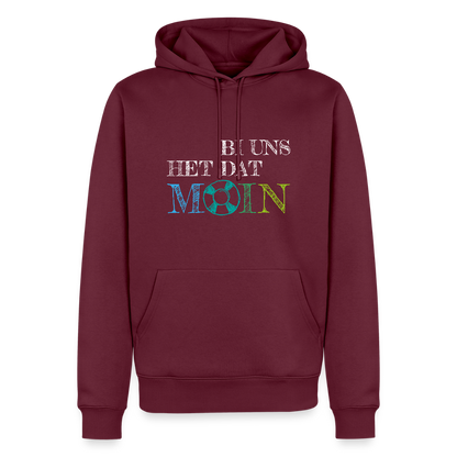 Herren Premium Hoodie- Bi uns het dat Moin (weiss) - Burgunderrot