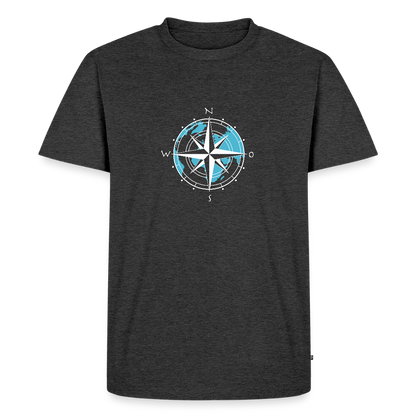 Herren Premium Bio T-Shirt - Kompass (weiss) - Anthrazit meliert