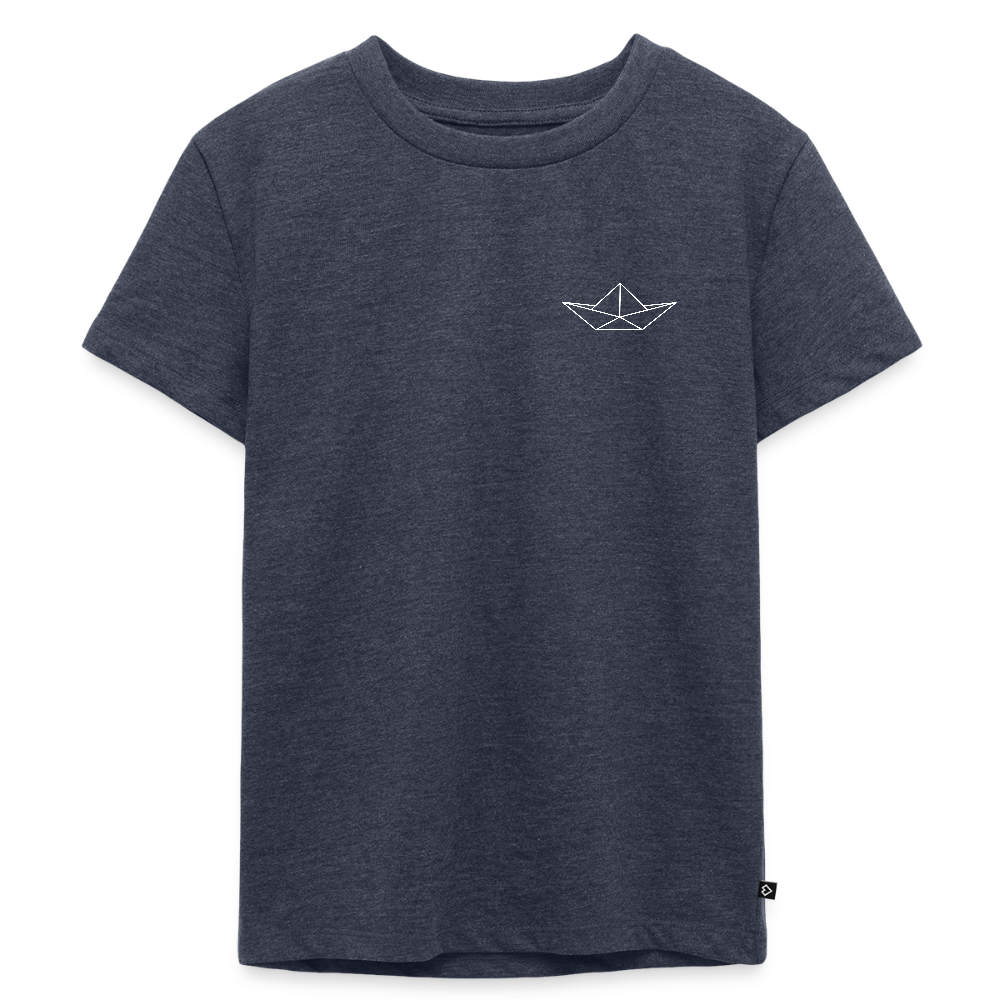 Kinder Premium T-Shirt - Origami Boot (weiss) - Jeansblau 