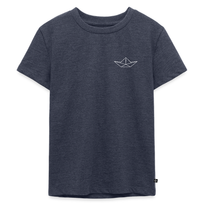 Kinder Premium T-Shirt - Origami Boot (weiss) - Jeansblau 