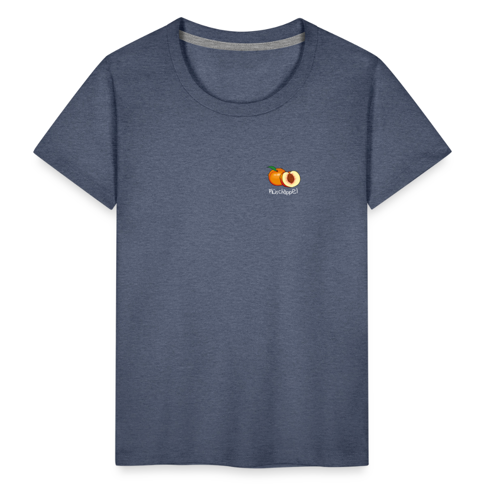 Kinder Premium T-Shirt - Plüschappel (weiss) - Blau meliert