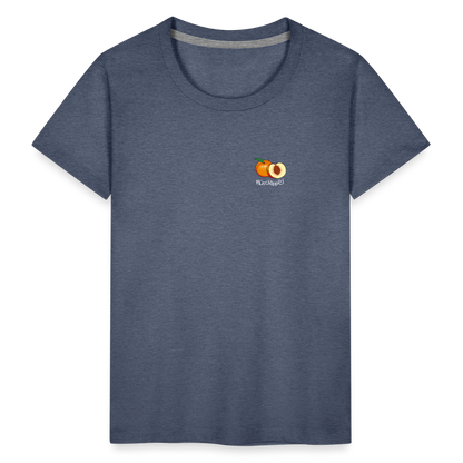 Kinder Premium T-Shirt - Plüschappel (weiss) - Blau meliert