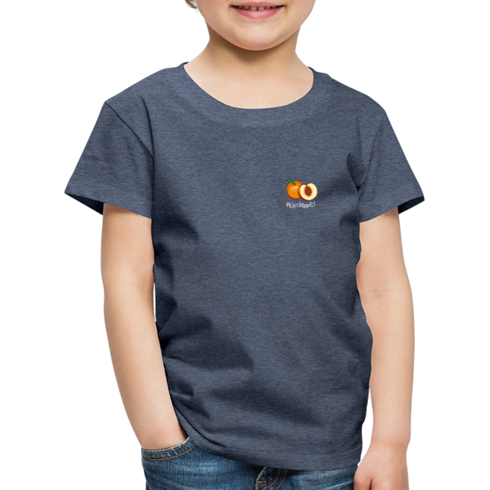 Kinder Premium T-Shirt - Plüschappel (weiss) - Blau meliert