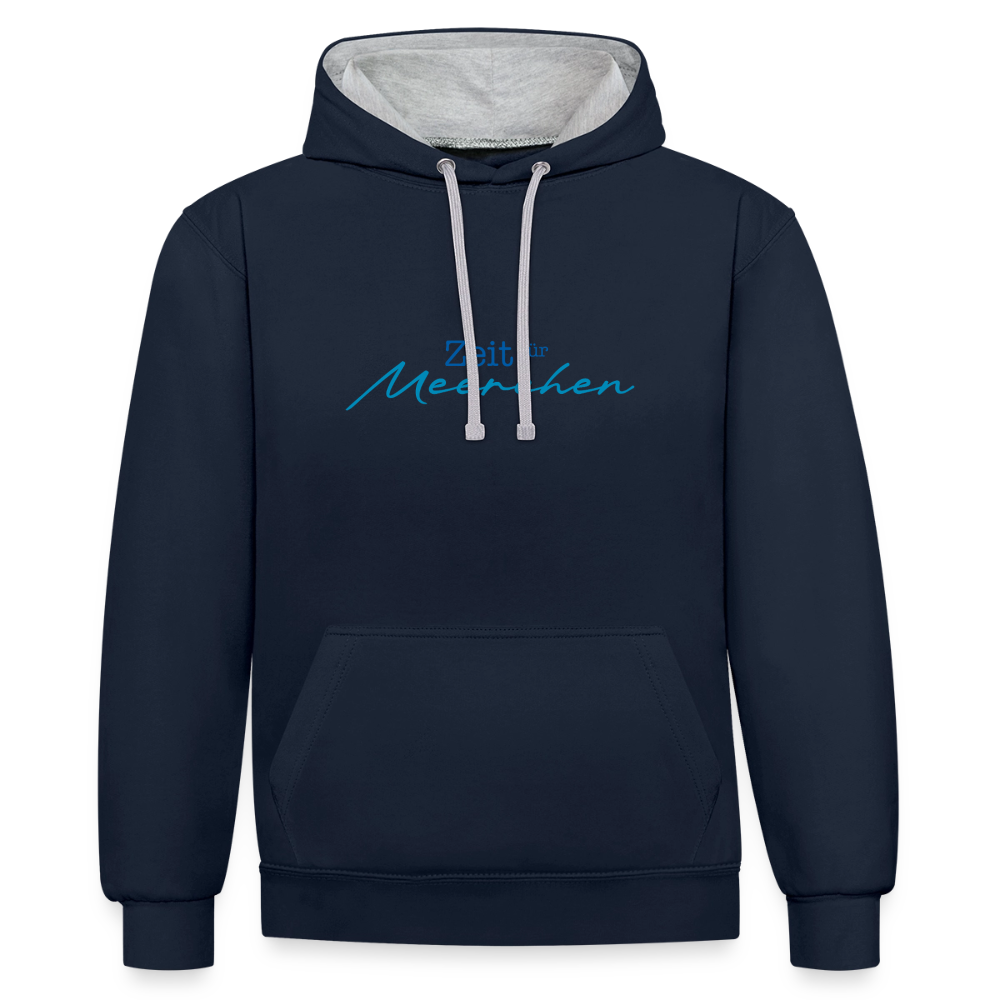 Unisex Kontrast-Hoodie - Zeit für Meerchen - Navy/Grau meliert
