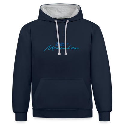 Unisex Kontrast-Hoodie - Zeit für Meerchen - Navy/Grau meliert